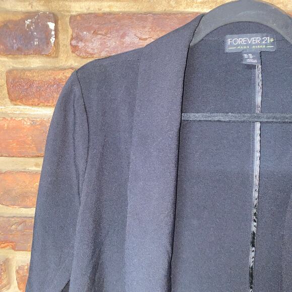 Forever 21 Black Open Front Long Sleeve Blazer Jacket Women's Size 0X - Picture 2 of 7